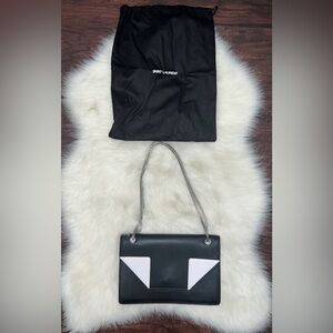 Saint Laurent Black and White Shoulder Bag